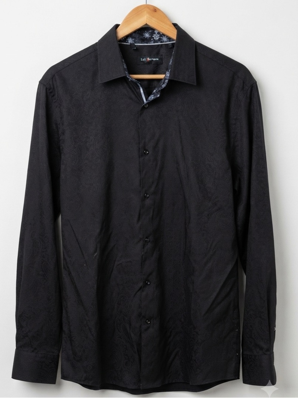 XXL- Trendy Lief Horsens Black Paisley Long Sleeve Button-Up Shirt
